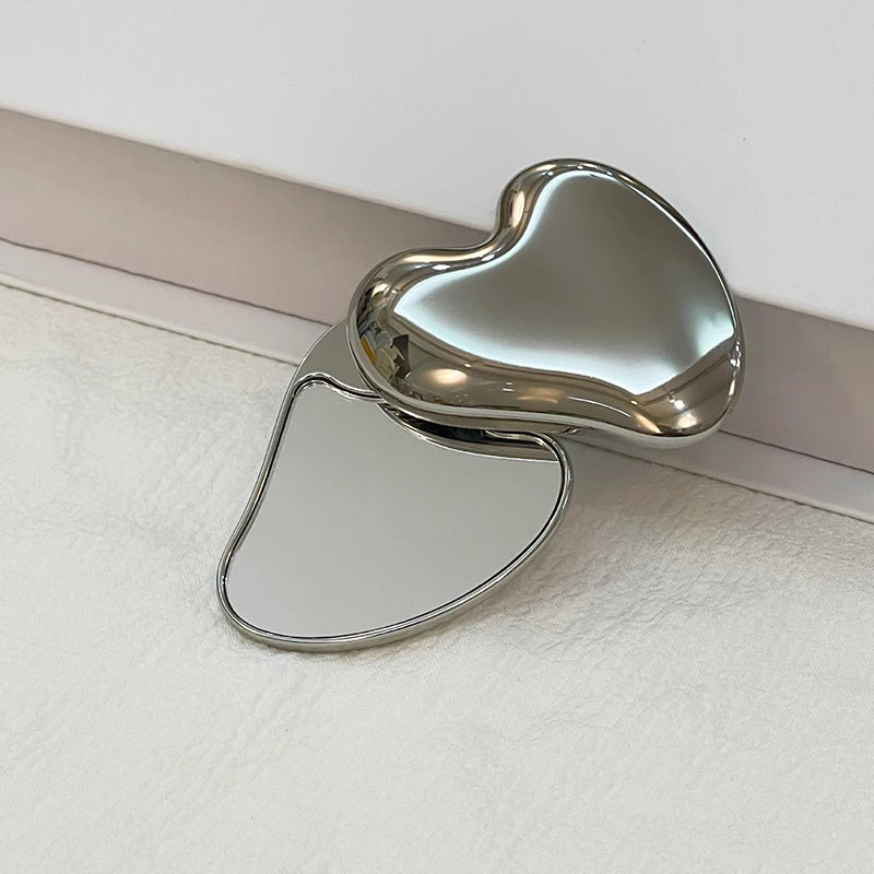 Heart Shape Makeup Mirror Girl Cute Small Portable Student Rotating Qme