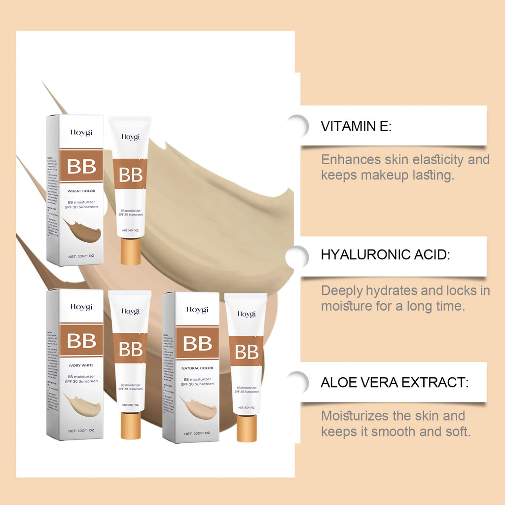 Sunscreen Bb Cream Serie Spf30 Long Time Moisturize Full Coverage Sheer Tint Coverage Oil-Free ﻿Make up Foundation Qme