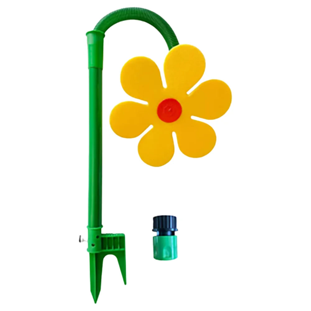 NEW Crazy Spin Sprinkler Flower Shape Dancing Daisy Sprinklers 360 Rotating Water Spray for Yard Lawn Watering Garden Decor Qme 1PCS Yellow