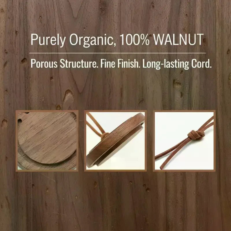 Round Premium Wood Diffuser Handmade White Wax Black Walnut Elegant Qme