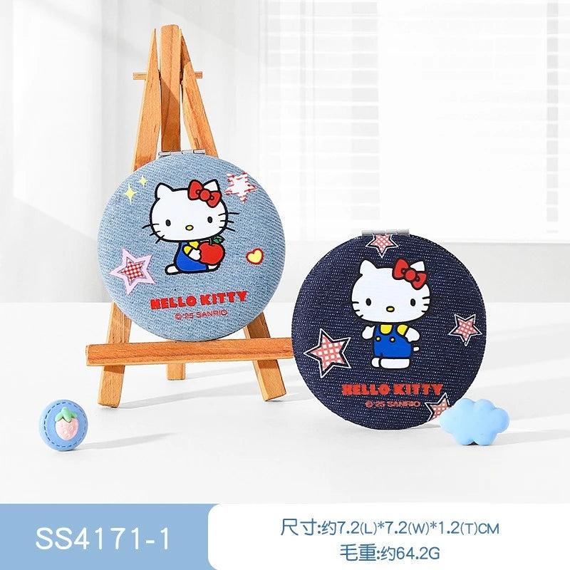 Hello Kitty Kuromi Travel Makeup Mirror Compact Handheld Mirror Cartoon-Style Mini Portable Mirror Qme 4 Random Single