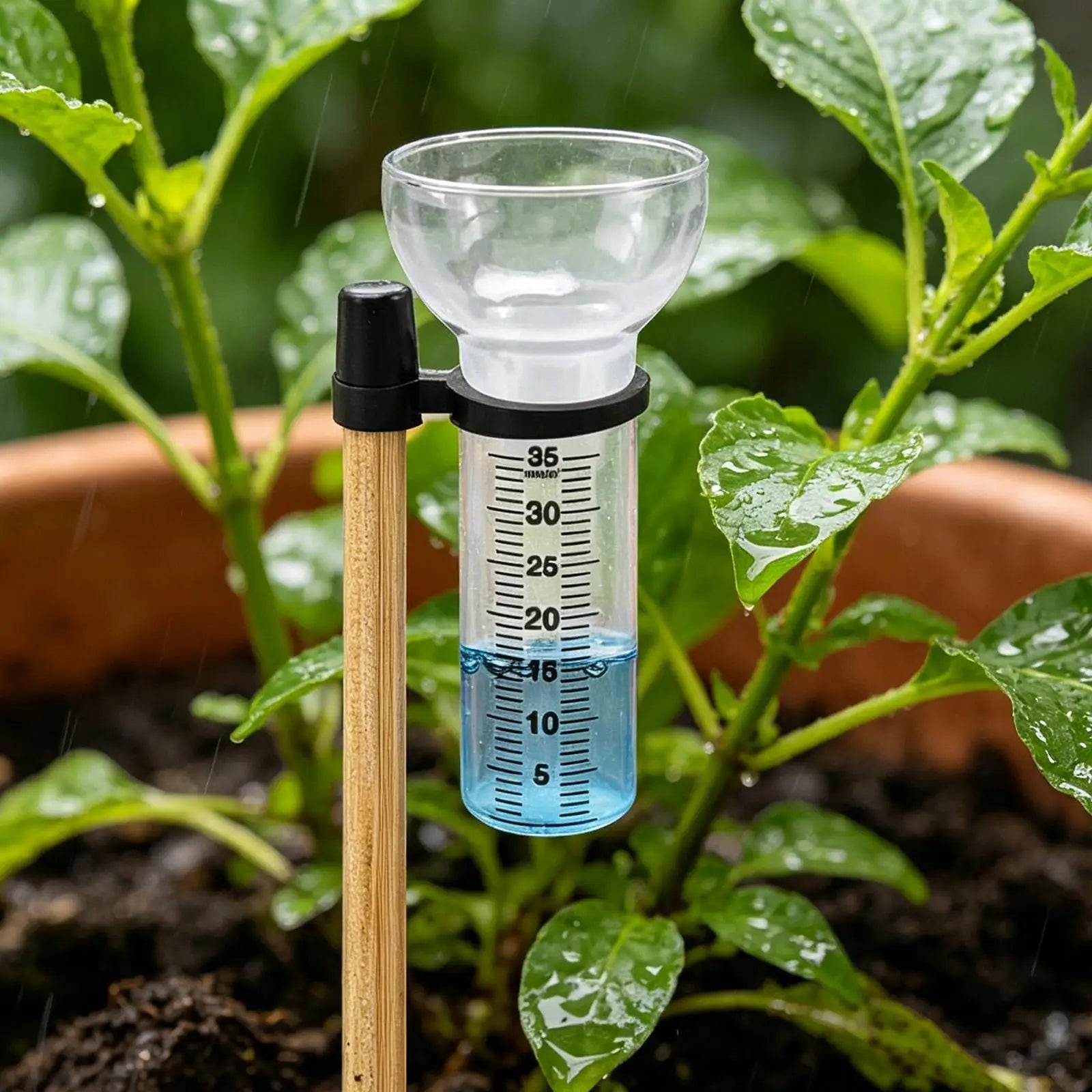 Rain Gauge Outdoor 2 Clear Glass Accurate Cups Stand Replacement Tube Qme