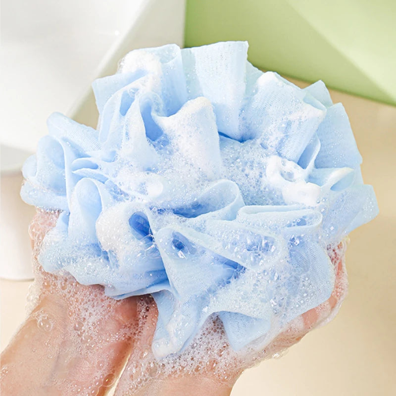 2-In-1 Bath Ball Towel Loofah Drawstring Closure Soap Soft Qme