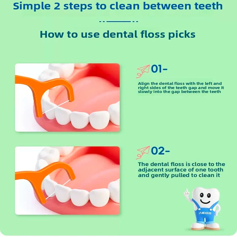 Childrens Dental Floss Barrel Colored Floss For Children Cure Dent Teeth Cleaning Orthodontic Interdental Pick Qme