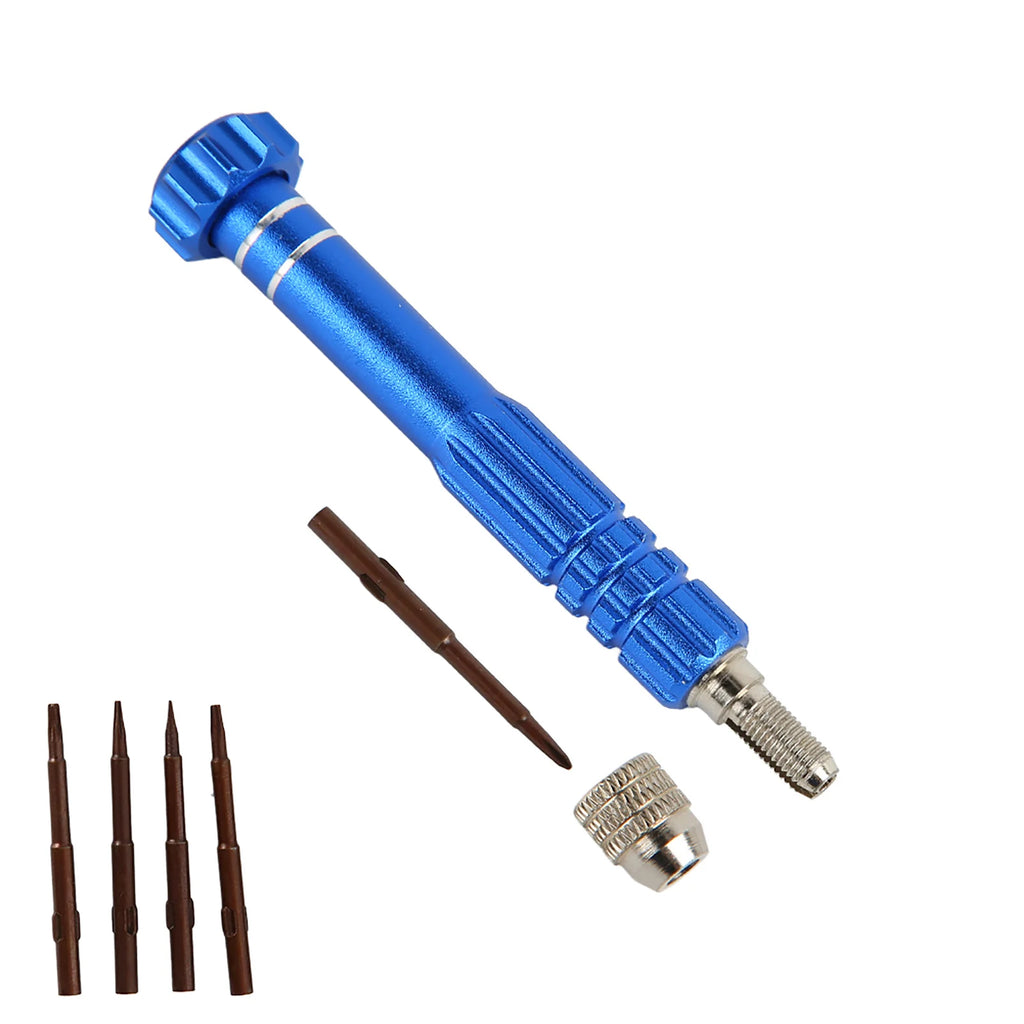 Watch Repair Screwdriver Set Screwdriver Handle With 5 Precision Bits Phone Glasses Watch Repair Tool Kit Repair Screwdriver Qme Blue