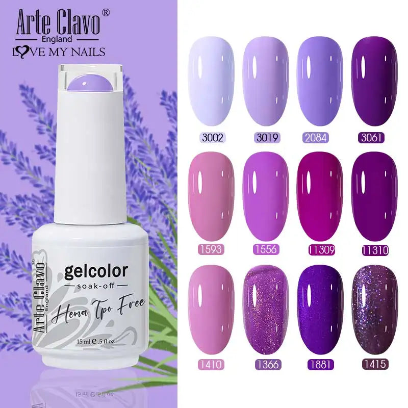 Arte Clavo HEMA TPO Solid Purple Gel Nail Polish Winter Matte DIY Art Qme