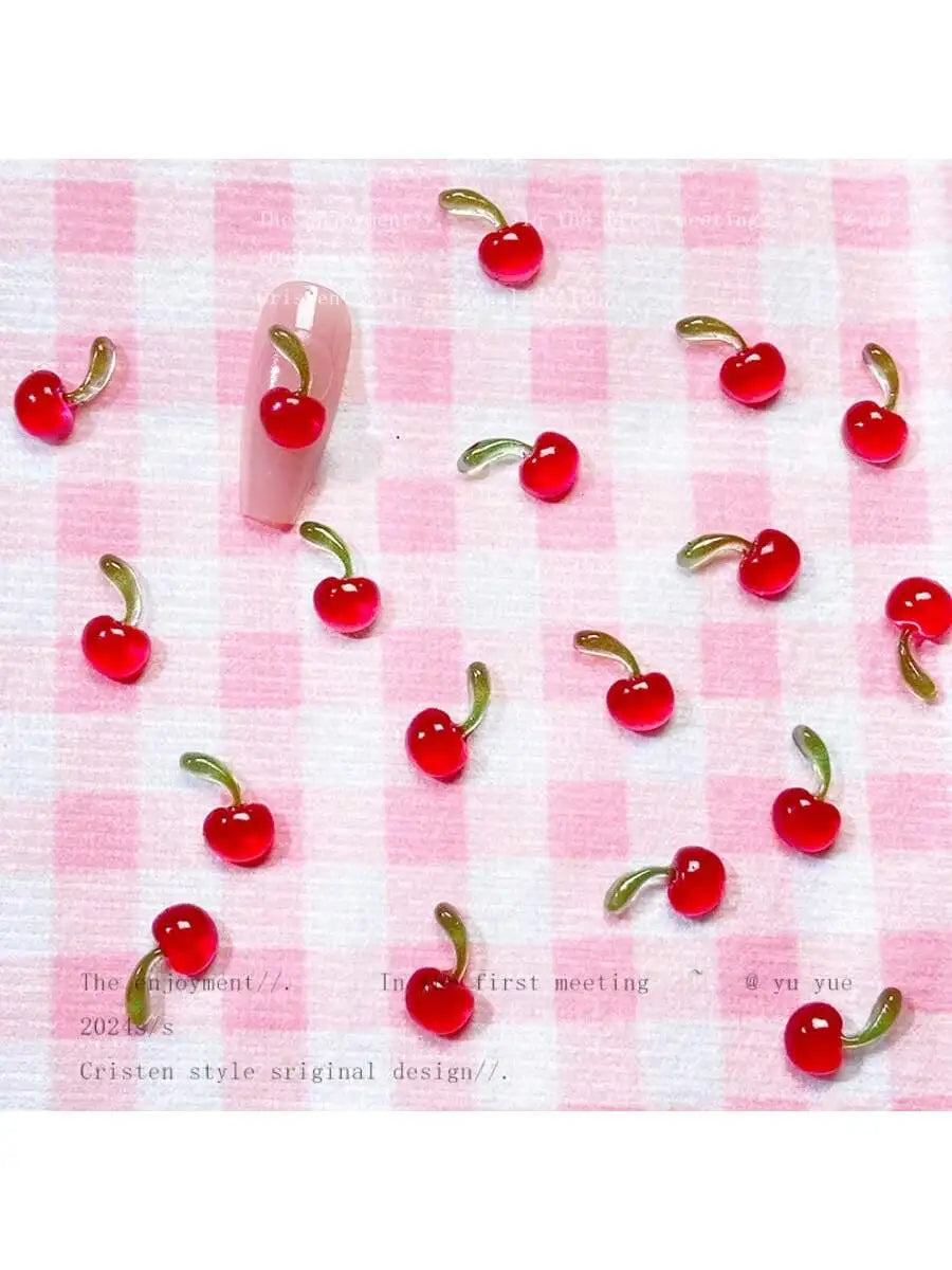 20 40 50 Sweet 3D Mini Cherry Nail Art Accessories DIY Resin Simple Qme