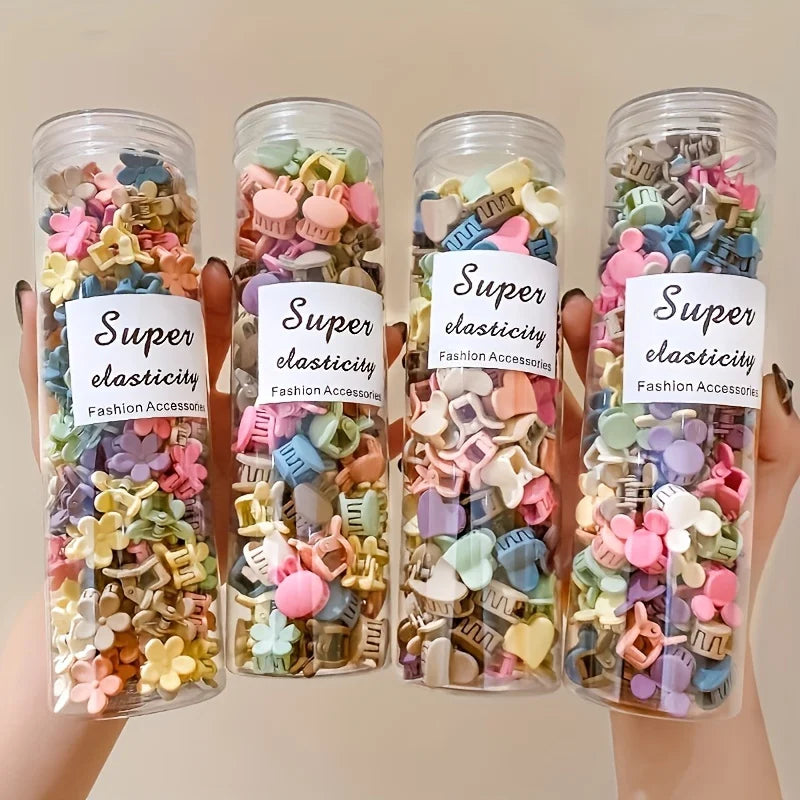 100/50/20 Sets of Mini Hair Clips, Cute Plastic Flower-shaped Hair Accessories, Pure Color Braids, Suitable for Teenagers, Girl Qme