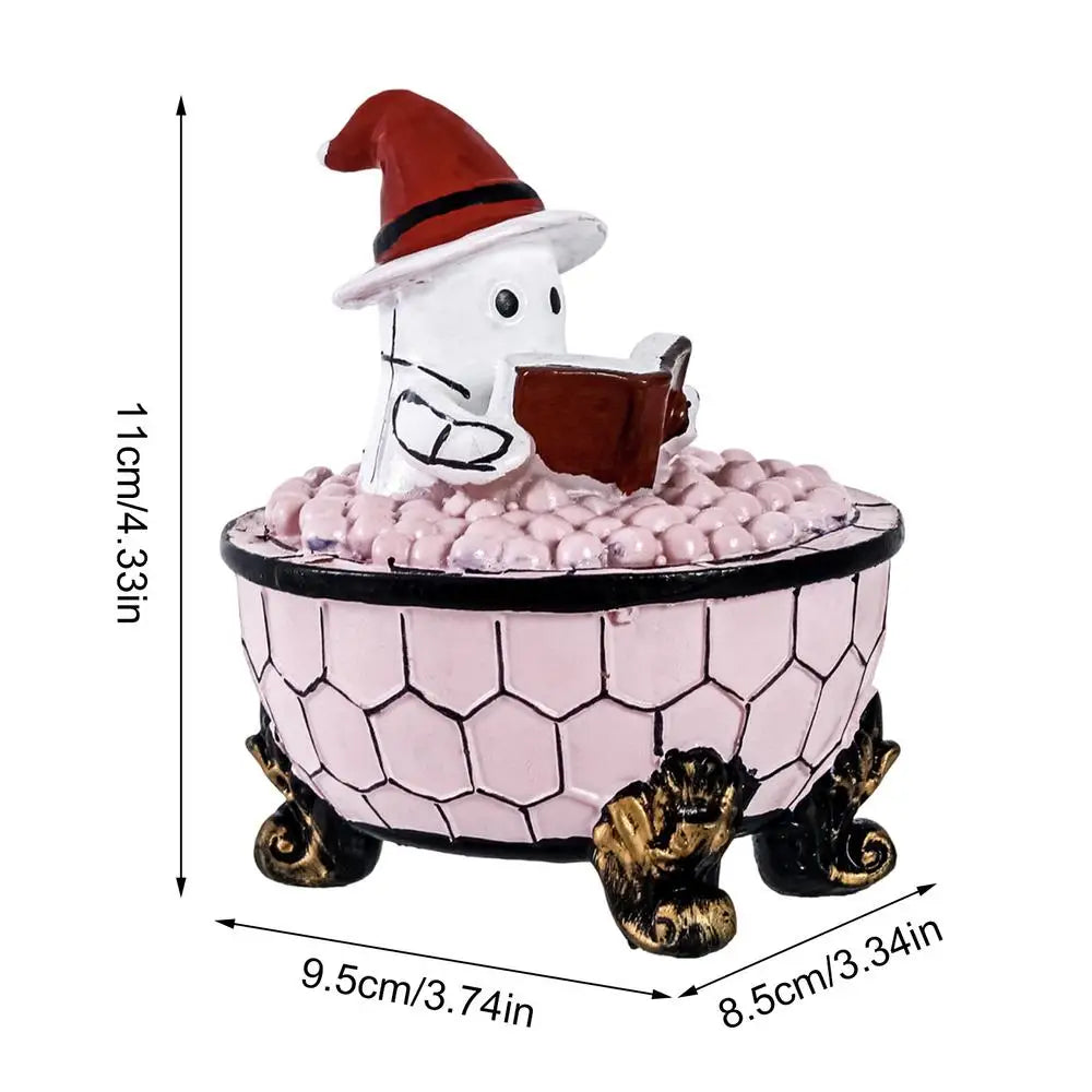 Ghost Lamp Bathtub Reading Book Decoration Figurine Ghost Nightlight For Pathway Bedroom Kitchen Office Home House Window Qme Pink China Mainland