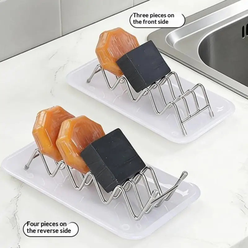 Stainless Steel Soap Rack Drainage Tray Multifunctional Bathroom Qme