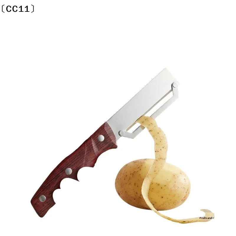 Stainless Steel Vegetable Peeler Wood Grain Handle Blade Perfect Home Qme