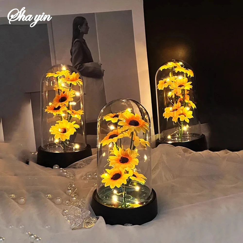 Graduation season gift small sunflower plastic set Mother's Day send wife send mother Valentine's Day eternal flower gift Birthd Qme