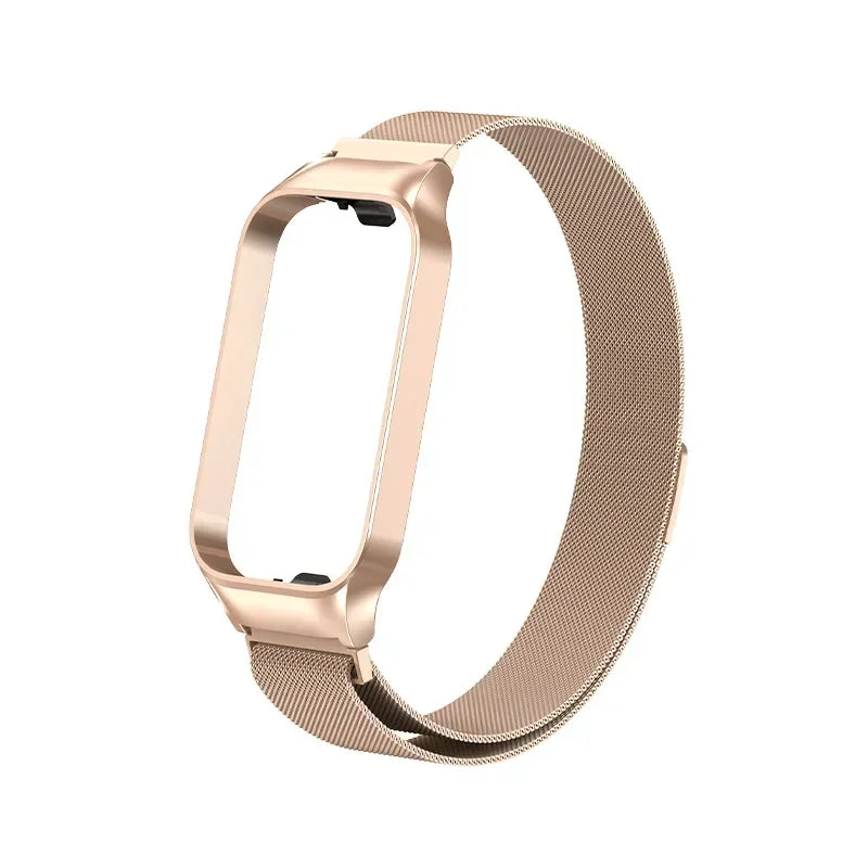 Strap For Xiaomi Mi Band 8 Active Bracelet for Xiaomi Smart Band 8 Active Stainless Steel Metal Watchband Mi Band 8 Active Qme Rose Gold 2 for Redmi Band 2