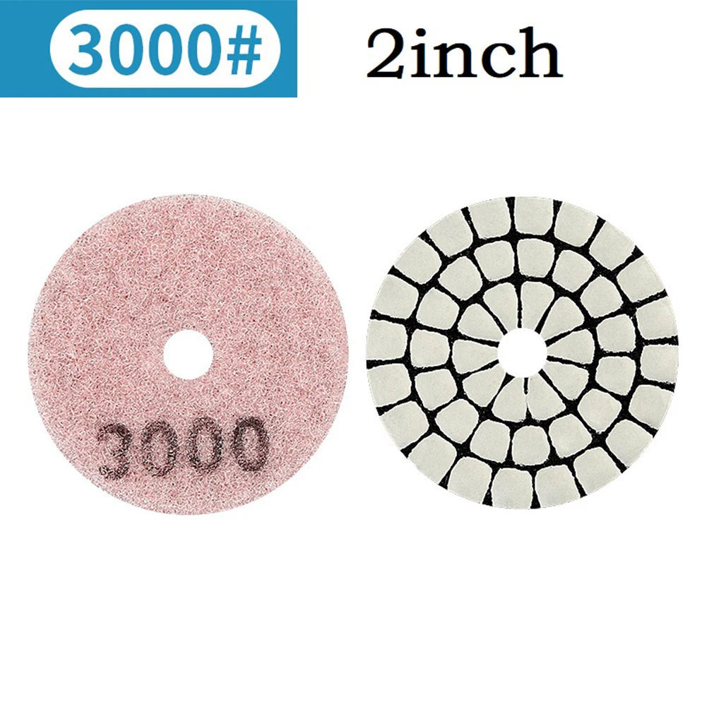 1pc 2 Inch 50mm Emery Dry Polishing Pad Disc For Granite Marble Quartz Glass Stone Sanding Random Color Qme Grit 3000
