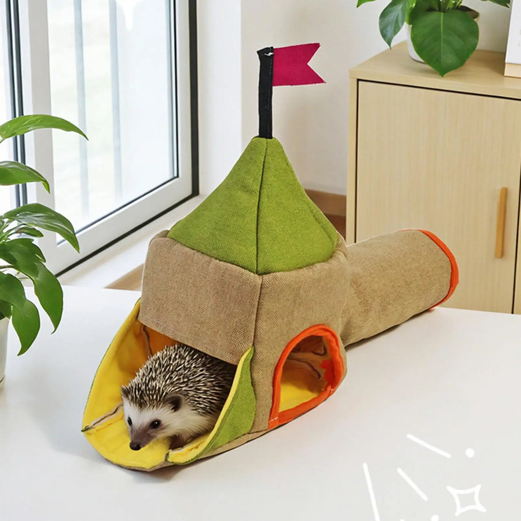 Hamster Toy Tunnel Soft Three-Entrance Habitat Small Animal Tunnel Pet House for Hedgehog Chinchilla Bunny Chewing Resting Qme CN