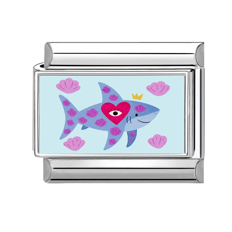 Dropshipping Wholesale Crabs Pattern Fish Shell Whale Italian Charm Links Fit 9mm Stainless Steel Bracelet DIY Making Gifts 2026 Qme Style 16