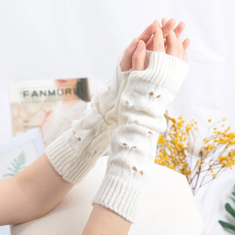 Women Long Fingerless Soft Gloves Cute Fashion Gothic Cosplay Y2K Qme
