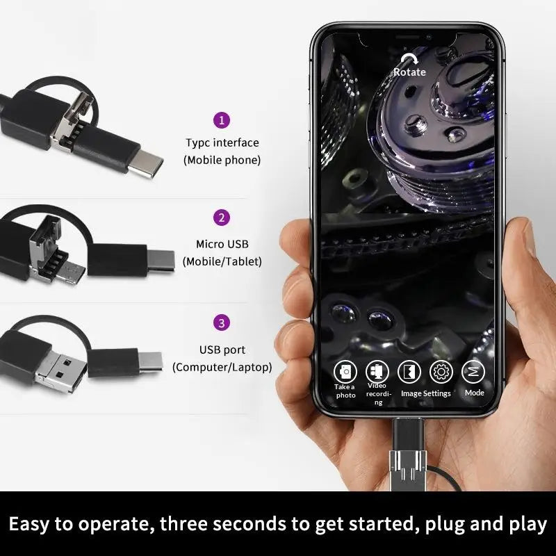 1 Mini Borescope Camera Wired 100w Pixel USB Typec Android Lens Qme