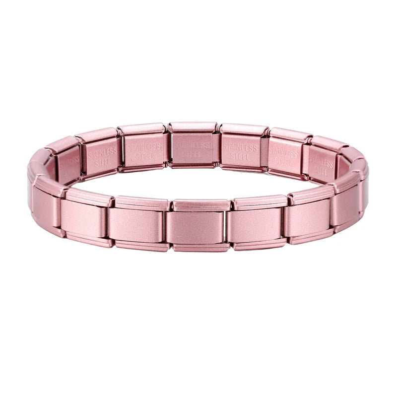 Italian Charm Stainless Steel Bracelets For Women Men 9mm Width Elastic DIY Modular Bracelet Jewelry Gift Black Gold Bracelets Qme Style 4