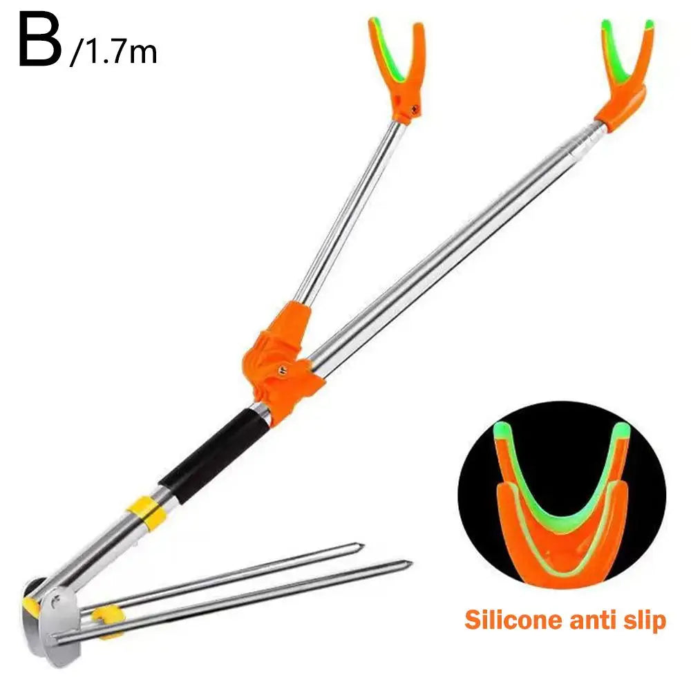 Ground Fishing Rod Stand Bracket Adjustable Chair Box Fish Rods Holder 1.5-2.4M Foldable Fishing Tool Hand Rod Brackets Qme 1.7M