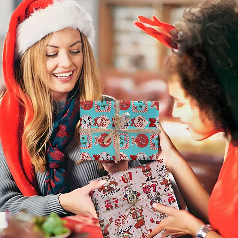 67 Christmas Wrapping Paper, 6 7 Wrapping Paper, 67 Funny Christmas Gift Wrap For Kids, Santa 67 Qme