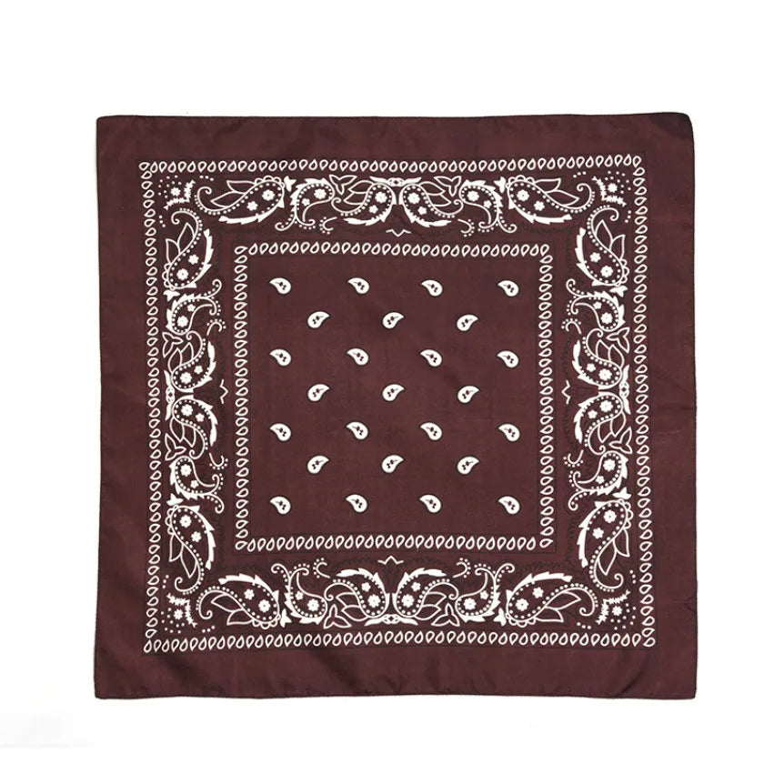 Fashion Hip Hop Bandana Kerchief Unisex Black Hair Band Neck Scarf Qme Brown 55CM-55CM