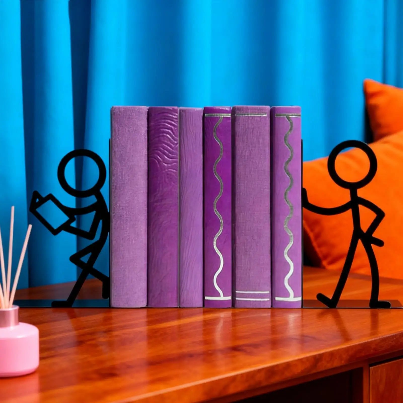 Bookends for Heavy Books Metal Abstract Art Non-Slip Heavy Duty Book Ends Shelf Decor for Home Bedroom Living Room Study Office Qme
