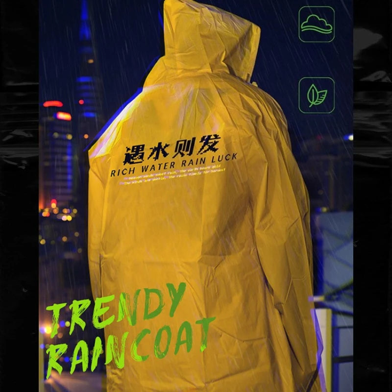 Waterproof Raincoat Clear Transparent Poncho Trench Adult Rain Jacket Qme