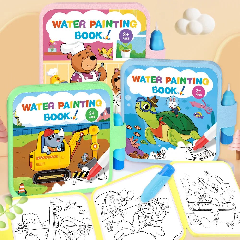 Reusable Water Drawing Doodle Book with Magic Pen, Kids Coloring Drawing Board, Early Educational Toy, Birthday Gift for Kids Qme