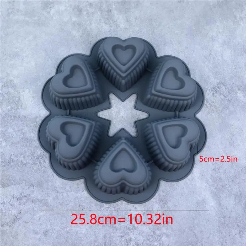 Silicone Heart-shaped Cake Mold Food-grade Non-stick Baking Tray DIY Qme Gray