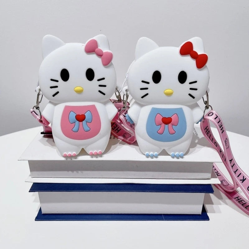 Hello Kitty Kuromi Cute Silicone Coin Purse Fashionable Shoulder Bag for Outings and Trips Qme