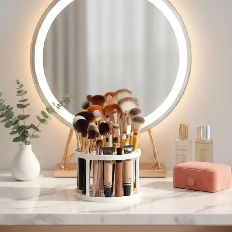 45 Slot 360 Degree Rotating Cosmetic Brush Holder Large Clear Makeup Qme