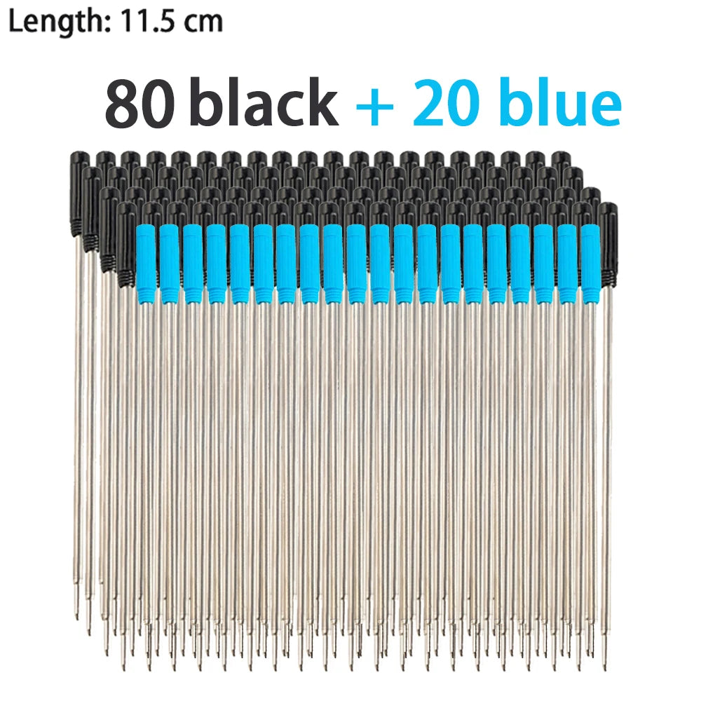 30/50/100 Pcs 7/8.2/11.5cm Ballpoint Pen Refills 0.7mm Medium Tip Blue Black Ink Refill Rods Office Student Writing Stationery Qme 11.5cm-100 Pcs mix