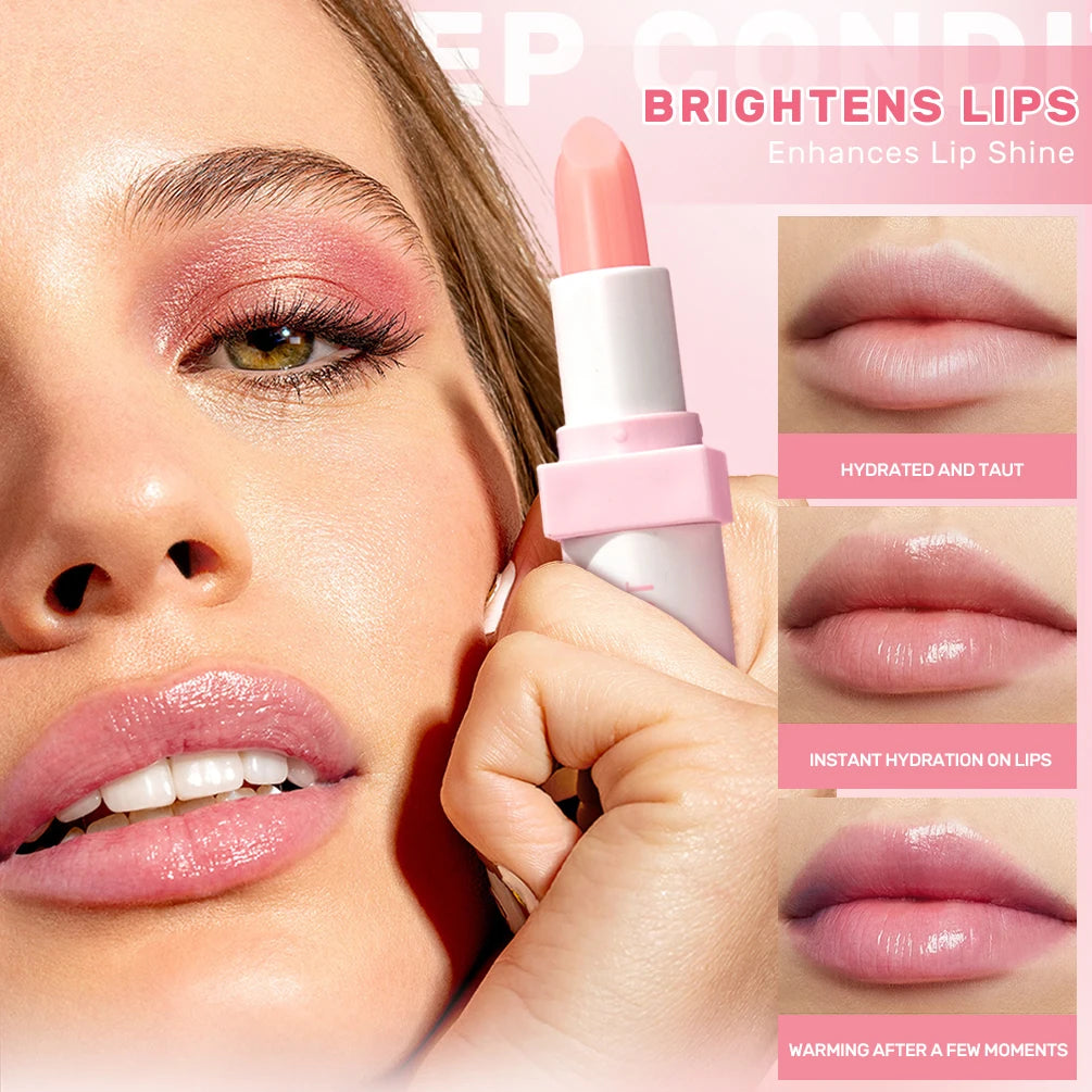 QIBEST Jelly Lipstick Moisturizing Lasting Natural Temperature Change Color Lip Balm Nouritious Makeup Lip Satin Tint Cosmetics Qme