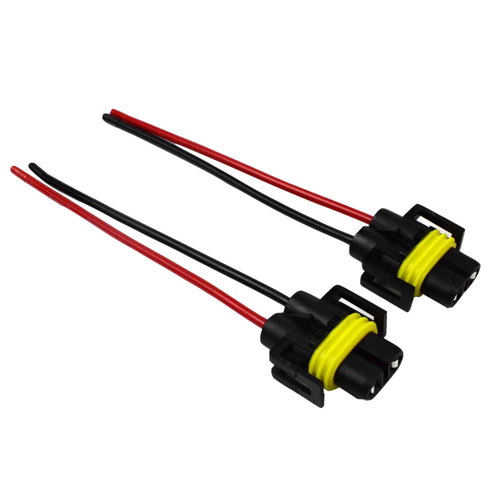2pcs Female Adapter Connector 12-24V H8/H9/H11 Bulb Socket Female Adapter Auto Accessories Replacement for Headlight Fog Light Qme 2PCS