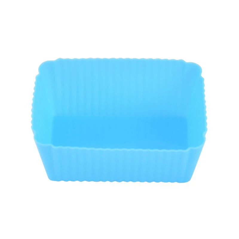 CC115 Silicone Cake Mold Rectang Muffin Cupcake Baking Molds Reusable Qme Blue