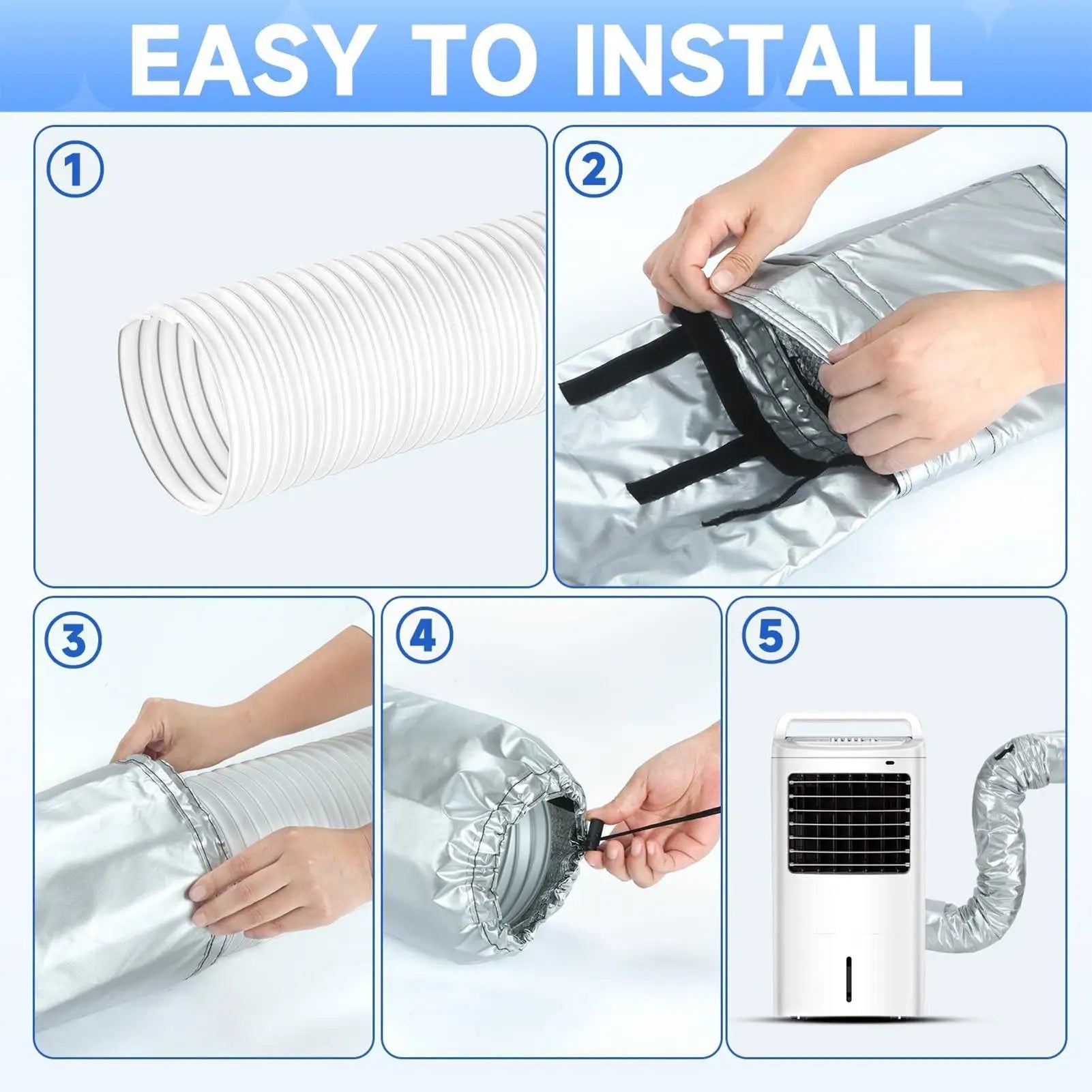 Portable Air Conditioner Hose Cover Insulation Heat-Resistant Hose Protective Sleeve AC Hose Duct Vent Cover Accessory Qme