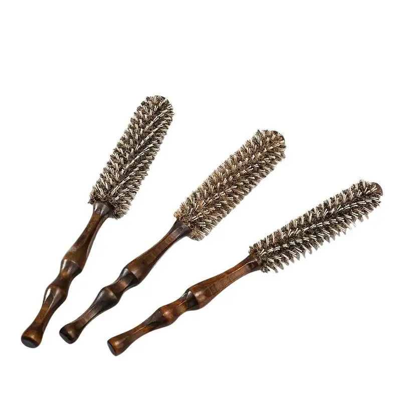 Wooden Handle Hair Curling Comb Ergonomic Design Durable Bristles Qme