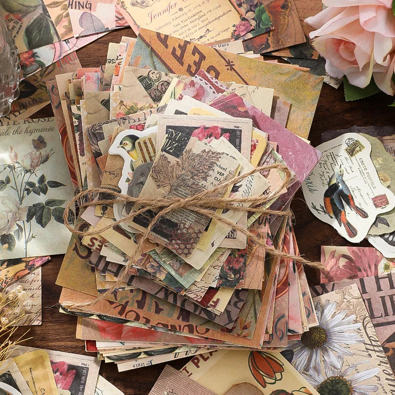 100 pcs/pack Vintage Memo Paper Set DIY Scrapbooking School Supplies Decor Junk Journal Marking Creative Stationery Notes Paper Qme
