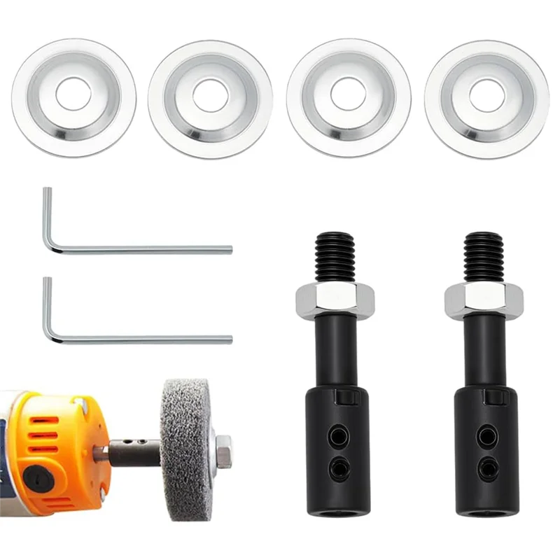 A02F-Polisher Adapter Spindle, 2-Pack Steel Motor Arbor Kit For Bench Grinder, Sander, And Rotary Tools Qme