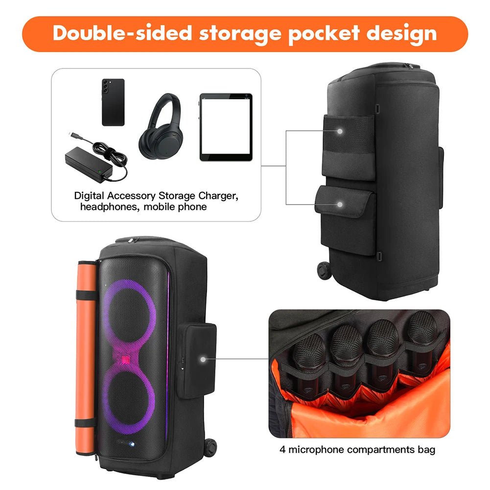 Speaker Carry Cover Zipper Closure Portable Speaker Dust Case Wear Resist Double-Sided Speaker Storage Bag for JBL Party Box 710 Qme