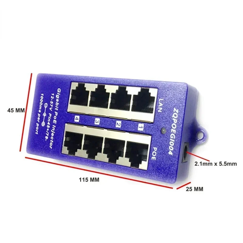 Mode B Gigabit PoE Injector 1000Mbps PoE Patch Panel 802.3af For up to 8 IP Cameras WiFi Access Point(AP) Qme
