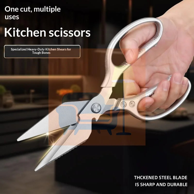 1Pcs Heavy Duty Kitchen Scissors With Thickened Steel Blades And Nonslip Handle For Home Cooking Food Prep Qme