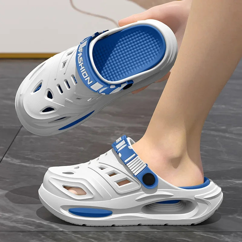 Men's Sandals Thick Bottom Anti-slip Headed Clog Shoes Soft Beach Qme