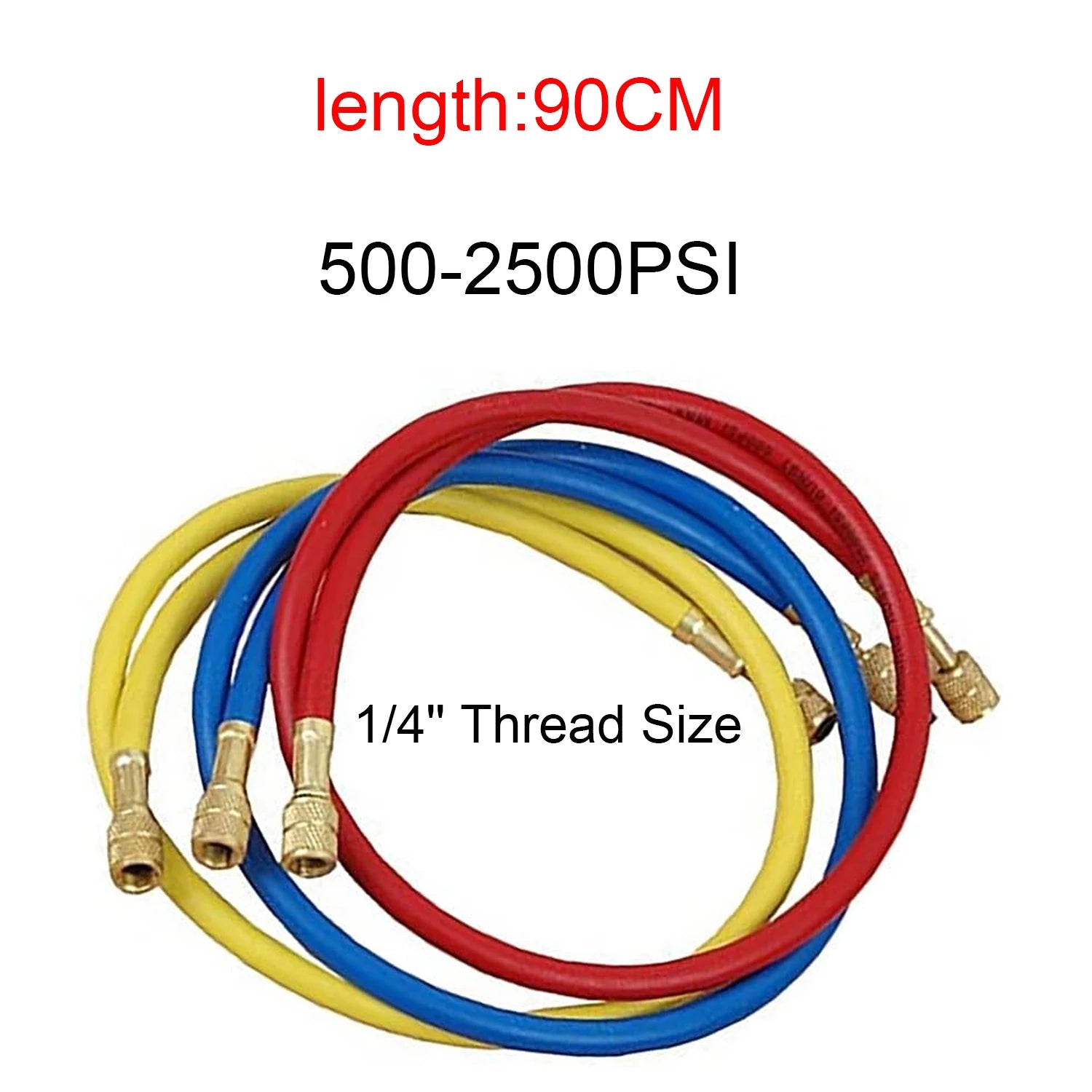 0.9M-1.8M AC Charging Hose Tube Kit Hose Low Loss Fittings for R134A R12 R22 Refrigerant Air Conditioning Manifold Gauge Qme 0.9M 2500psi