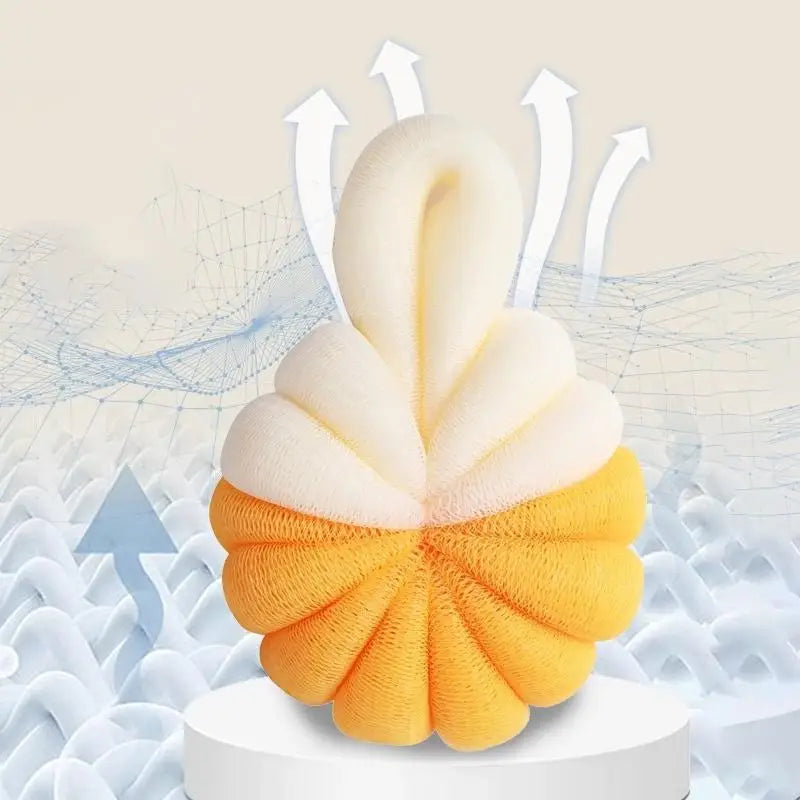 Pumpkin-Shaped Bath Ball - Two-Tone, Soft & Foaming Bath Sponge for Gentle Cleansing Qme