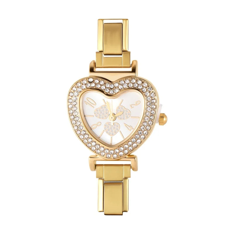 Wholesale Square Heart Watch Men Women's DIY 9MM Width Italian Elastic Charm Stainless Watch Header Linker Bracelet Jewelry Gift Qme Style 1