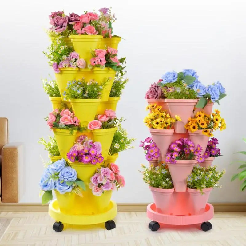 Multi-layer Strawberry Planter Tower Home Garden Vertical Stackable Qme