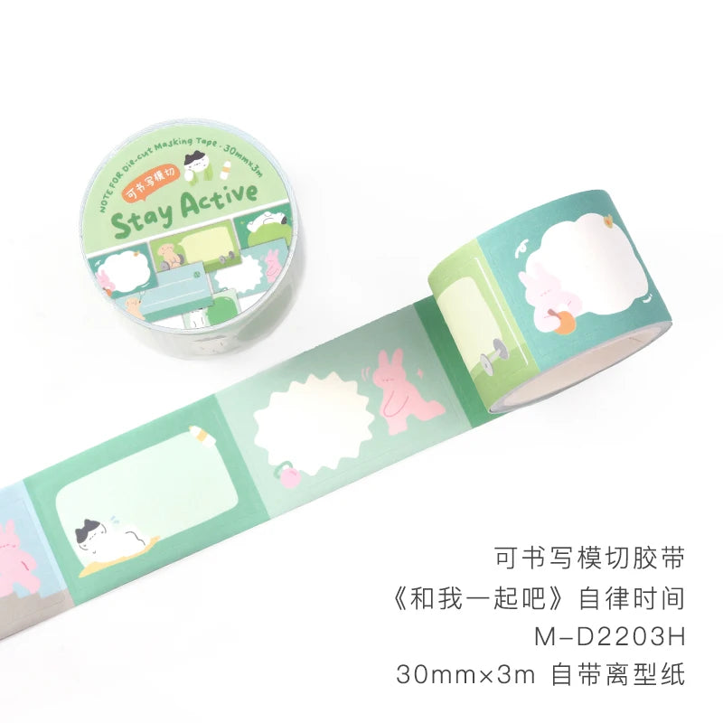 200cm/Roll INS Masking Tapes Cute cartoon pattern Decorative Label Stickers for Journal Scrapbooking Diary Album Stationery Tape Qme D 30mm X 3m