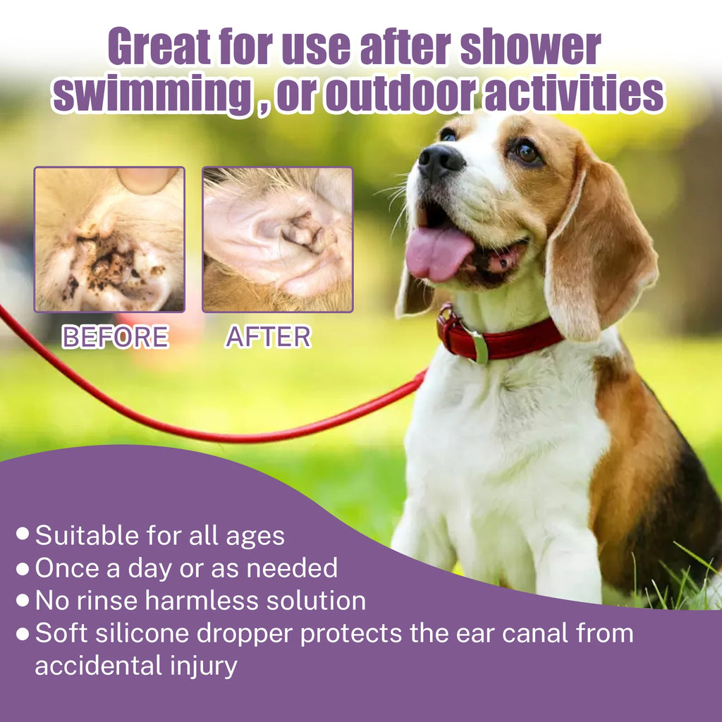 Yegbong Pet Ear Cleaner for Cats And Dogs - Natural Solution Ear Wash Drop Relief from Itching Odor Earwax Mite Killer Qme